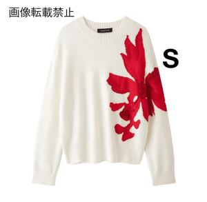 vintage ヴィンテージ レトロ フラワー 花 デザイン ニット セーター トップス Sサイズ レディース★ZARA 好きな方に★秋冬新作 新品★