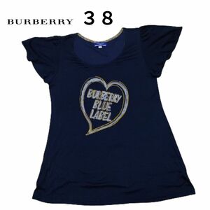 BURBERRY BLUE LABEL バーバリーブルーレーベル　半袖Ｔシャツ　カットソー　ネイビー　レディース　M　３８