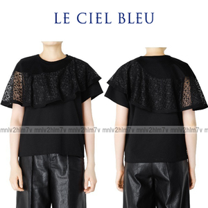 【ルシェルブルー】Lace Cape Tops　レースケープトップス　ブラック　アシンメトリープルオーバー　タンクトップ　カットソーLE CIEL BLEU