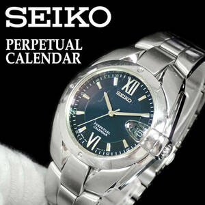 セイコー パーペチュアルカレンダー デイト 8F32-0010 ブルー文字盤 点検動作品 SEIKO Perpetual Calendar