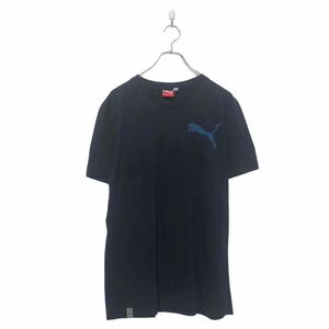 PUMA 半袖 ロゴ Tシャツ M ブラック プーマ スポーツウェア Vネック バックプリント 古着卸 アメリカ仕入 a604-6590