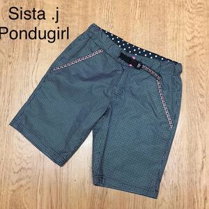 【Sista.j Pondugirl】ショートパンツ ハーフパンツ スノボウェア 防水加工 シャカシャカ生地 チェック ウエストゴム レディース M