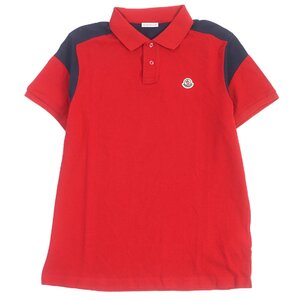 未使用品□MONCLER モンクレール MAGLIA POLO MANICA CORTA コットン ロゴワッペン付き カットソー 半袖ポロシャツ レッド L 正規品