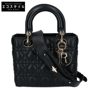 Christian Dior クリスチャンディオール M0538ONGE カナージュ レディディオール MY ABCDIOR スモール ハンドバッグ ブラック レディース