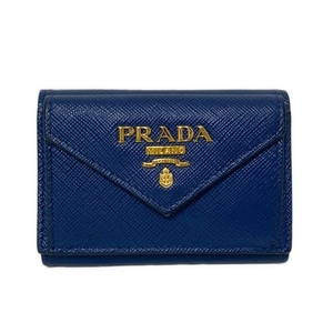 プラダ PRADA 3つ折り財布/ミニ/コンパクト 1MH021 - レザー ダークネイビー 美品 財布