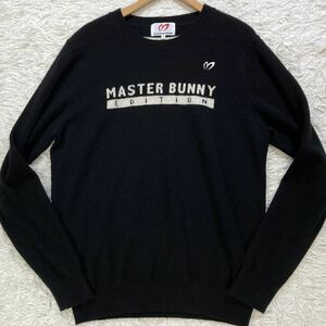 【高級カシミヤ100% XL】マスターバニーエディション ニット クルーネック セーター ロゴ MASTER BUNNY EDITION ゴルフ ブラック 6 秋冬