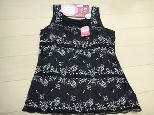 (91)新品　パット付　インナーランニング　（L）ブラック×花柄