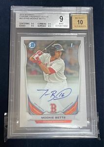 ★ムーキー ベッツ mookie betts TOPPS Bowman Chrome on card auto RC 2014 BGS9 auto10★ドジャース オート 直書き サイン 大谷翔平同僚