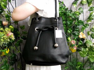 ●超美品●Chloe クロエ●ロゴ型押し●カーフ レザー 本革●巾着 ショルダー バッグ●黒●SV金具●肩掛け●B5 収納●書類 かばん●Js48672