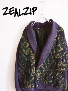 D220714 ZEALZIP デザインニットブルゾン