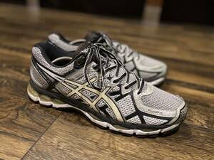 アシックス asics GEL-KAYANO21-slim ゲルカヤノ us10 28cm ランニングシューズ メンズ シルバー×ホワイト TJG931 靴 スニーカー 古着