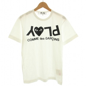 プレイコムデギャルソン PLAY COMME des GARCONS AD2020/4 Tシャツ カットソー クルーネック 半袖 ロゴプリント M 白 黒 AZ-T068 メンズ