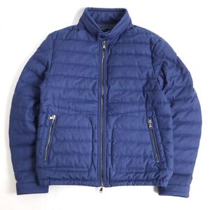 美品◆MONCLER モンクレール DELABOST デラボスト レザーロゴパッチ付き ダブルジップ ダウンジャケット/アウター ブルー 1 正規品 メンズ