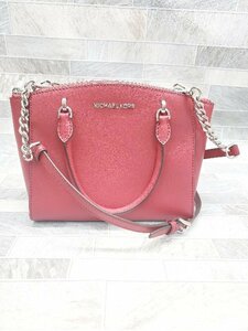 ◇ ◎ MICHAEL KORS マイケルコース ロゴ 2WAY キレイめ ハンド ショルダーバッグ レッド レディース P