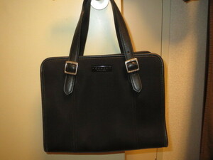 美品 COACH(コーチ)レザーコンビ 2ハンドル ハンドバッグ BLACK 6221