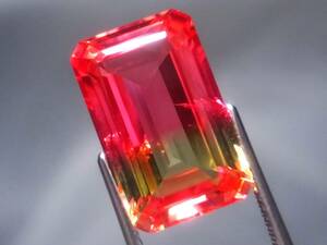 14.36ct 新品・バイカラーサファイア(パパラチア＆イエローカラー)　very good cut 変色効果有 合成コランダム