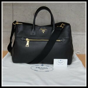 5152T【本物保証】 美品 PRADA プラダ ヴィテッロ ダイノ 2way レザー トートバッグ ショルダーバッグ BN2545 NERO