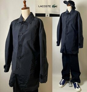 ★【国内正規品 取り外し可能なキルティングベスト付き】LACOSTE ラコステ コットン ナイロン シングル ボタン コート サイズ4（M相当）黒