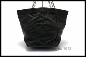 希少美中古■CHANEL 12番台 キャビアスキン デカココ SV金具 レザー チェーンショルダーバッグ シャネル■0509vd23059