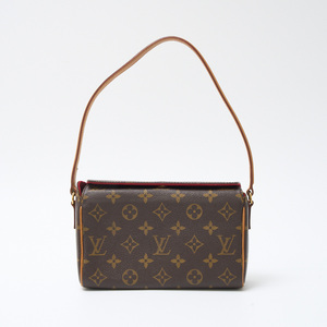 LOUIS VUITTON ルイヴィトン レシタル M51900 ミニ ハンドバッグ モノグラム・キャンバス×レザー ブラウン×レッド×ゴールド レディース