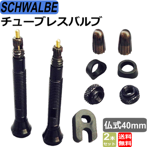 シュワルベ SCHWALBE チューブレス バルブ ２個入り 仏式 バルブ長40mm 自転車 タイヤ チューブ ブラック