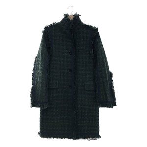 【美品】 sacai / サカイ | フリンジツイード スタンドカラーコート | 1 | グリーン | レディース