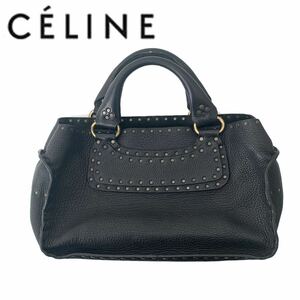 【送料無料】celine セリーヌ スタッズ ブギーバッグ　ハンドバッグ　レザー　ブラック　本革　カバン　黒　レディース　メンズ