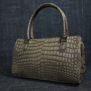 １円スタート クロコダイル 目地染め マット加工 ミニハンドバッグ genuine crocodile エキゾチックレザー 1スタ ワニ革