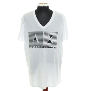 〇531255 ARMANI EXCHANGE アルマーニエクスチェンジ A/X ○ロゴプリントTシャツ 半袖 サイズXL メンズ ホワイト