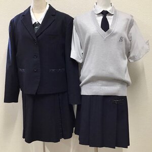 OT287-2 (中古) 栃木県 作新学院高校 旧制服 英進部 10点セット/希少/LL/W70/ブレザー/ベスト/セーター/スカート/タイ/ネクタイ/学生服