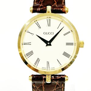 【1円スタート】GUCCI グッチ シェリーライン GP アイボリー文字盤 クオーツ メンズ腕時計 ジャンク 355268