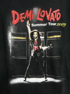 格安廃版レアモデル・GILDAN(ギルダン)・黒系地・DEMI LOVATO SUMMER TOUR 2009 デミロヴァ—ト両面プリント入り半袖Tシャツ S