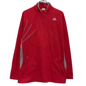 adidas フリースジャケット L ピンク グレー アディダス ハーフジップ ラグラン ワンポイント ロゴ 古着卸 アメリカ仕入 a612-5174