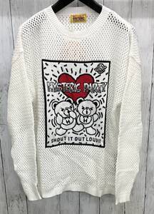 【タグ付き】HYSTERIC GLAMOUR 長袖ニット ヒステリック HYSTERIC PARTY メッシュ コットンニット ホワイト