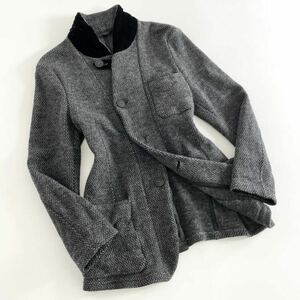 ◯ 11d23 GIORGIO ARMANI ジョルジオアルマーニ MAN JACKET ウールジャケット 46 グレー ブラック ベロア イタリア製