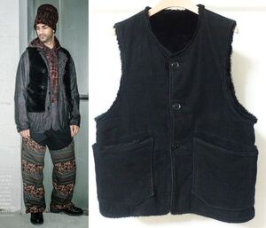 18AW Engineered Garments エンジニアードガーメンツ Over Vest 8W Corduroy オーバー ベスト M 黒 リバーシブル ファー コーデュロイ