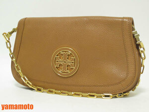 送料無料 TORY BURCH トリーバーチ チェーンショルダーバッグ クラッチバッグ レザー ブラウン 美品