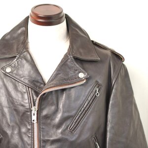 70s ビンテージ Schott ショット 白タグ 牛タグ ワンスター レザー ライダース ブラウン 茶色 44 美品