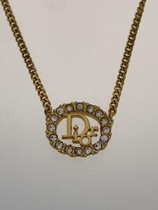 Christian Dior◆ネックレス/-/ラインストーン/GLD/トップ有/レディース/ロゴ