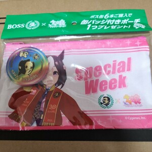 BOSS付録　ウマ娘　缶バッジ付きポーチ　スペシャルウィーク