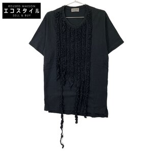 Yohji Yamamoto POUR HOMME ヨウジヤマモトプールオム HO-T58-074 ブラック フリルTシャツ ブラック 3 トップス コットン メンズ 中古