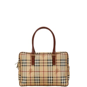 バーバリー ノバチェック シャドーホース ビジネスバッグ ブリーフケース ベージュ PVC レザー レディース BURBERRY 【中古】