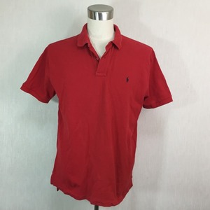 B370▼Polo by Ralph Lauren◆赤無地 かのこ半袖ポロシャツ◆L