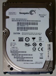 3753 2.5インチ内蔵SATAハードディスク 9.5mm 750GB Seagate ST9750423AS LIFEBOOK AH77/G Windows7Homeリカバリ領域あり 使用4562時間