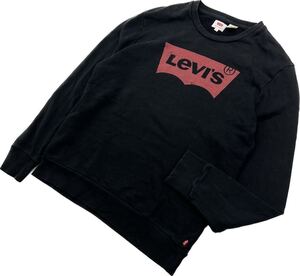 LEVIS ☆ ベーシック 定番 赤ロゴ ブラック スウェット シャツ トレーナー M アメカジ ストリート スケーター 古着 人気 リーバイス■S2662