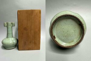 ■観心・時代旧蔵■C180南宋 官窯粉青釉貫耳瓶・古陶磁器 ・珍品旧蔵・古賞物・時代物