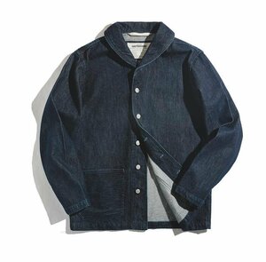 定番 人気 13.5OZ DENIM コットン DECK JACKET デニムジャケット 無地 デニムデッキジャケット ウォッシュ加工 Ｌサイズ