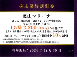 ★葉山マリーナ　割引券×1枚　京急株主優待★2024/12/30まで★即決