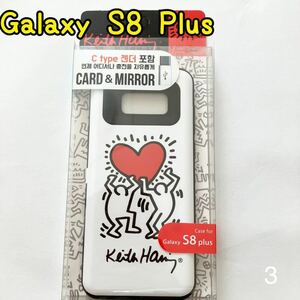 スマホケースGalaxy S8＋　キースヘリング　ミラー付き　カード収納　③