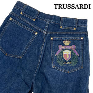 TRUSSARDI JEANS 23-8075 siz.48 (約76cm W30相当) トラサルディー 刺繍 ストレート ビンテージ デニム パンツ ジーンズ 大沢商会 メンズ